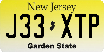 NJ license plate J33XTP