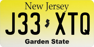 NJ license plate J33XTQ