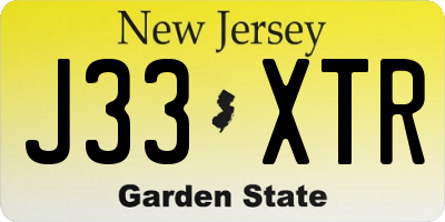 NJ license plate J33XTR