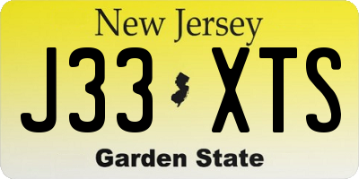 NJ license plate J33XTS