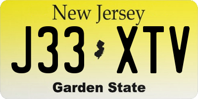 NJ license plate J33XTV