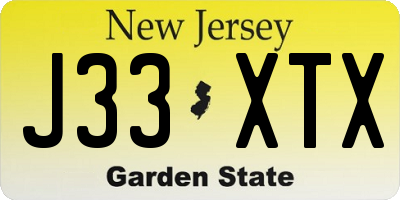 NJ license plate J33XTX
