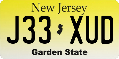 NJ license plate J33XUD