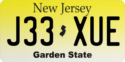 NJ license plate J33XUE