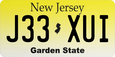 NJ license plate J33XUI