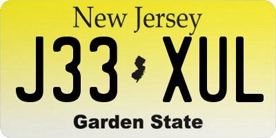 NJ license plate J33XUL
