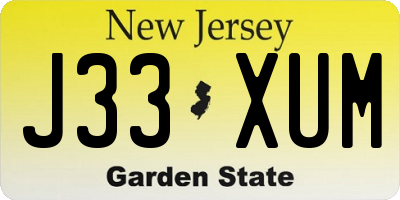 NJ license plate J33XUM