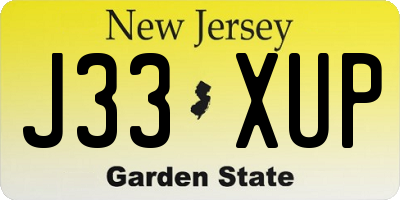 NJ license plate J33XUP