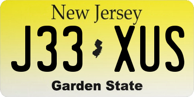 NJ license plate J33XUS