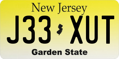 NJ license plate J33XUT