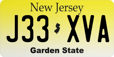 NJ license plate J33XVA