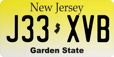 NJ license plate J33XVB