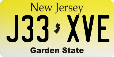 NJ license plate J33XVE