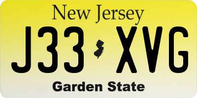 NJ license plate J33XVG