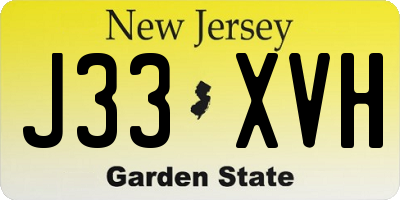 NJ license plate J33XVH