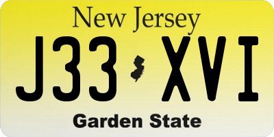 NJ license plate J33XVI