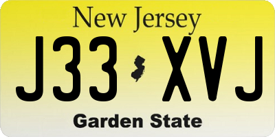 NJ license plate J33XVJ