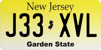 NJ license plate J33XVL