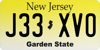 NJ license plate J33XVO