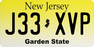 NJ license plate J33XVP