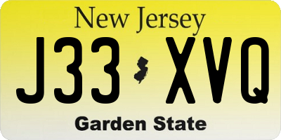 NJ license plate J33XVQ