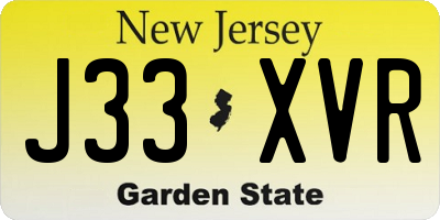 NJ license plate J33XVR