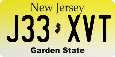 NJ license plate J33XVT