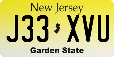 NJ license plate J33XVU
