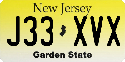 NJ license plate J33XVX