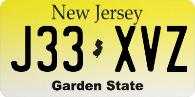 NJ license plate J33XVZ