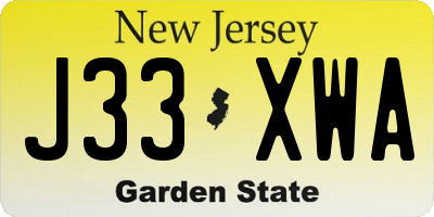 NJ license plate J33XWA