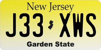 NJ license plate J33XWS