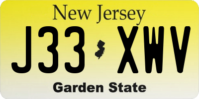 NJ license plate J33XWV