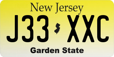 NJ license plate J33XXC