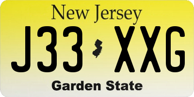 NJ license plate J33XXG