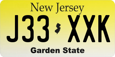 NJ license plate J33XXK