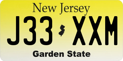 NJ license plate J33XXM