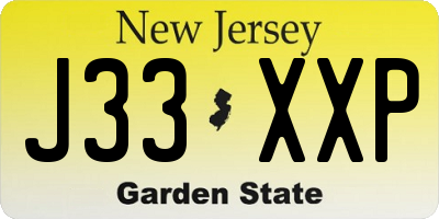 NJ license plate J33XXP