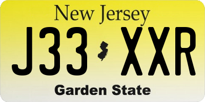 NJ license plate J33XXR