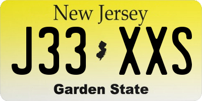 NJ license plate J33XXS