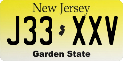 NJ license plate J33XXV