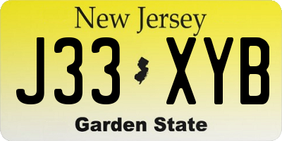 NJ license plate J33XYB