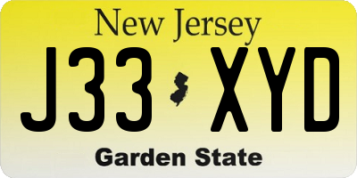 NJ license plate J33XYD