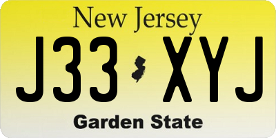 NJ license plate J33XYJ