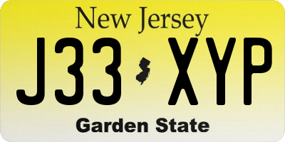 NJ license plate J33XYP