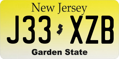 NJ license plate J33XZB