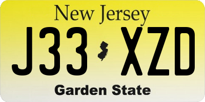 NJ license plate J33XZD