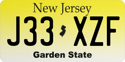 NJ license plate J33XZF