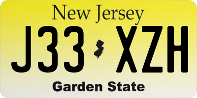 NJ license plate J33XZH