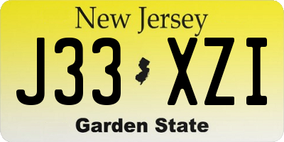 NJ license plate J33XZI